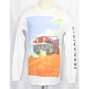 NEW JEEP White Cotton Long Sleeve T-Shirt Mens Size Small‎